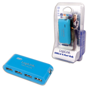 USB 2.0 Hub 4-Port mit Netzteil blau LogiLink�