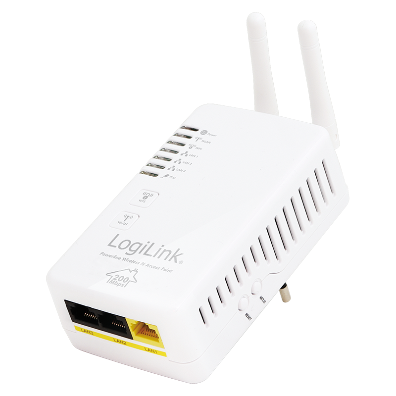 LogiLink :: Produkt Powerline Ethernet Adapter, 200 MBit/s, WLAN, 3